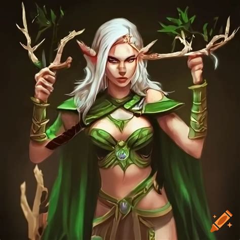 Illustration Of A Female Elf Druid On Craiyon