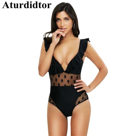 Aliexpress Buy Aturdidtor 2018 Sexy Lace Bikini Swimsuit Flounce Polka Dot Women Swimwear