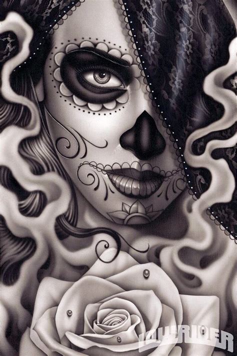 Sexy Sugar Skull Girl Drawing