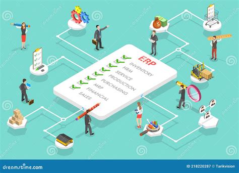 D Isometric Flat Vector Conceptual Illustration Of Erp Enterprise