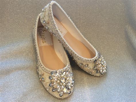 Wedding Shoes Bridal Flats Beaded Rhinestones Hand Embellished