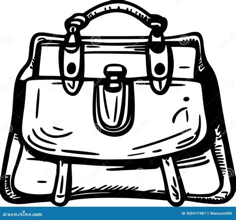 A Black And White Drawing Of A Backpack Stock Illustration