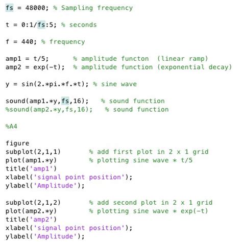 Matlab Code That Produces A Sine Wave And The Resultant Graph