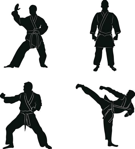 Collection of Karate Fighter Silhouette Icons. Vector Illustration Set 32194733 Vector Art at ...