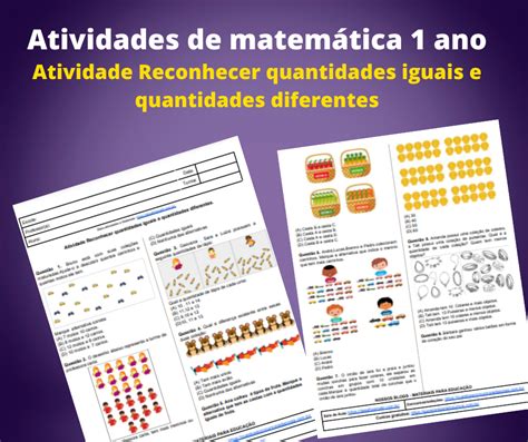 Atividades De Matem Tica Ano Atividade Reconhecer Quantidades Iguais