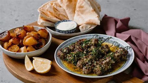 Lamb And Rosemary Skewers With Lemon Roast Potatoes Sbs The Cook Up With Adam Liaw