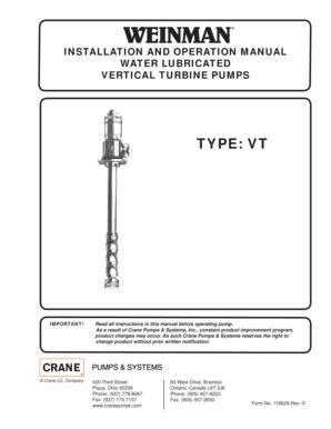 Fillable Online Vertical Turbine VT Sect 3500 Crane Pumps Fax