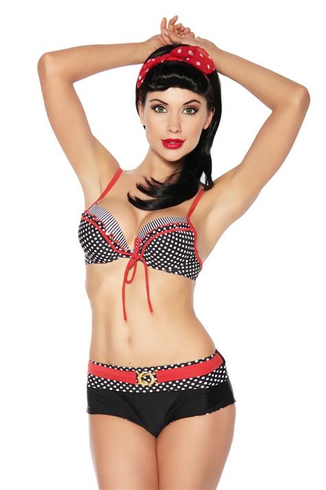 Bikini S M L Xl 36 38 40 42 Blau Schwarz Rot Weiß Vintage Retro