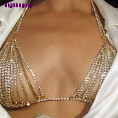 Hbmy New Women Sexy Metal Gold Beach Bikini Accessory Bra Chest Body