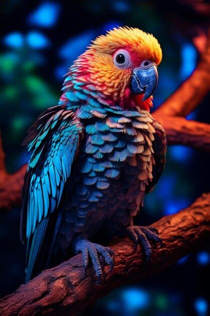 Premium Ai Image Brightly Colored Parrot Perched On A Branch In A