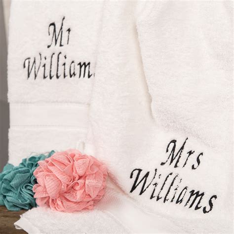 Personalised Set Of 2 Bath Towels His And Hers Uk