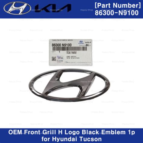 86300N9100 1p New OEM Front Grill H Logo Black Emblem For Hyundai