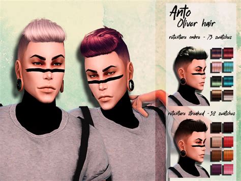 Male Hair Recolor Retexture Anto Oliver By Honeyssims4 Sims 4 Hair