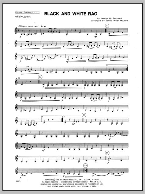 Black And White Rag - Clarinet 4 | Sheet Music Direct