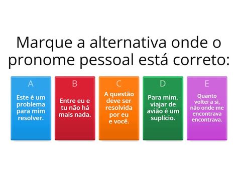 Pronome Pessoal Do Caso Reto Rh Quiz