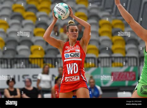 Allie Smith Of The Swifts Looks To Pass During The Super Netball Pre Season Match Between The