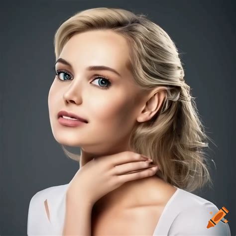 Portrait Of A Young Woman With Shoulder Length Blonde Hair On Craiyon