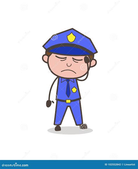 Upset Cartoon Watchman Face Vector Stock Illustration Illustration Of