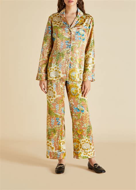 Olivia Von Halle Lila Dynasty Floral Print Silk Pajama Set Shopstyle