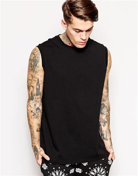 Asos Sleeveless T Shirt With Boxy Oversized Fit In Black For Men Lyst