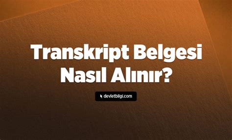 Transkript Belgesi Nas L Al N R