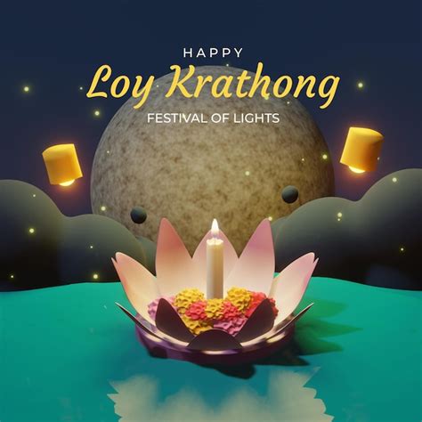 Premium Psd Loy Krathong Festival Celebration In Thailand Template