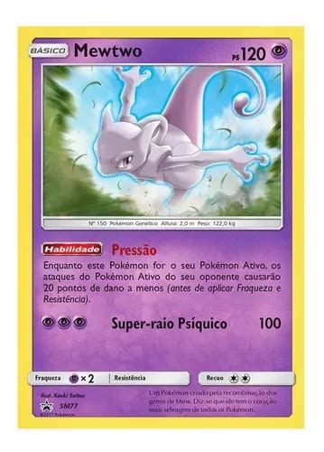 Carta Pokémon Lendário Mewtwo Sol E Lua Holográfico MercadoLivre