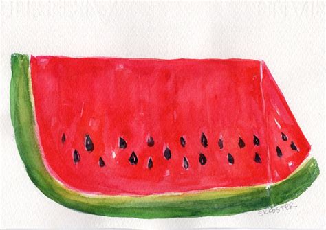 Original Watermelon Watercolor Painting Kitchen Decor Etsy Fruit