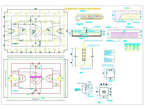 Detalhes Da Quadra Esportiva Em Autocad Cad Kb Bibliocad