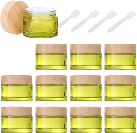 Bpzxl Pack Of Ml Empty Light Yellow Glass Cream Jar Cosmetic