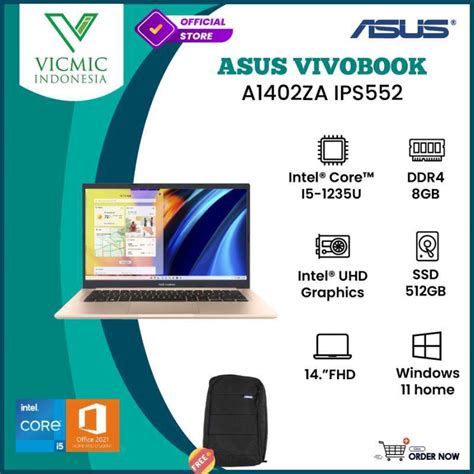 Jual Asus Vivobook A Za Ips I U Gb Gb Ssd Fhd Ips Win