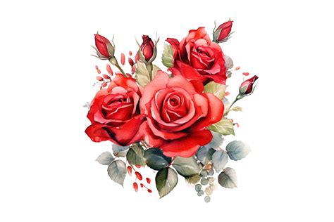 Red Roses Bouquet Watercolor Clipart Graphic By Sayedhasansaif04