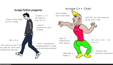 Strongest Python Vs Weakest C Guy Programmerhumor Io