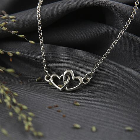 Two Hearts Necklace Etsy