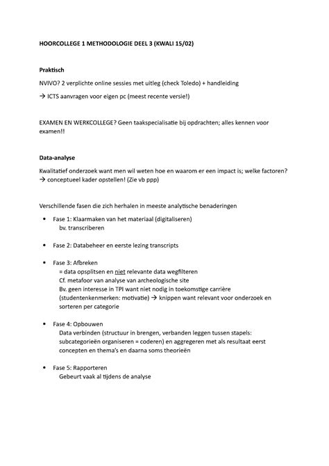 Hoorcollege 1 Methodologie DEEL 3 HOORCOLLEGE 1 METHODOLOGIE DEEL 3