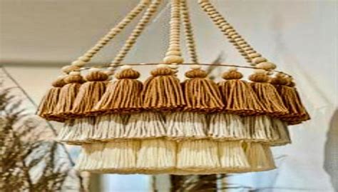 Macrame Cotton Chandelier Lamp For Living Room Hall Ceiling Bohemian