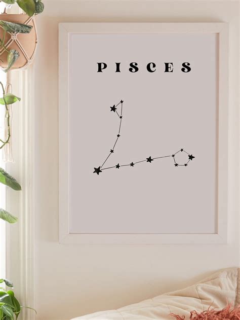 Pisces Zodiac Wall Print Wall Decor Home Decor Wall Art Etsy