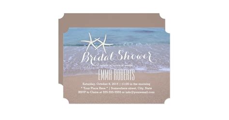 Starfish Beach Theme Bridal Shower Invitations | Zazzle