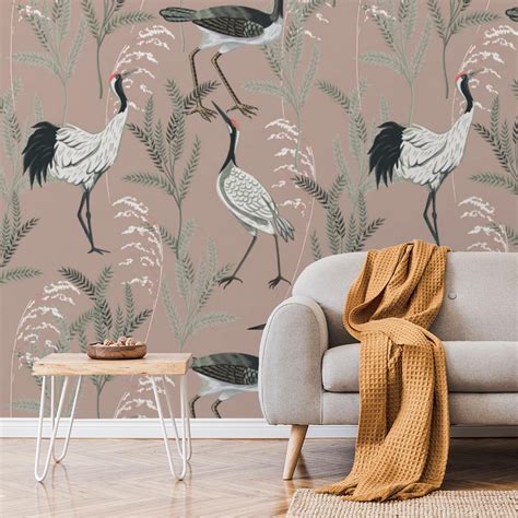 Chinoiserie Cranes Wallpaper Custom Wallpapers By Wallvy Worldwide