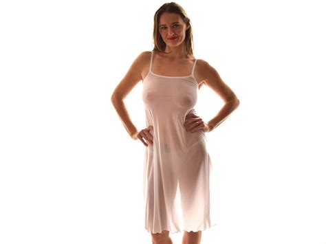 White Sheer Nightgown See Through Lingerie Knee Length Nightgown