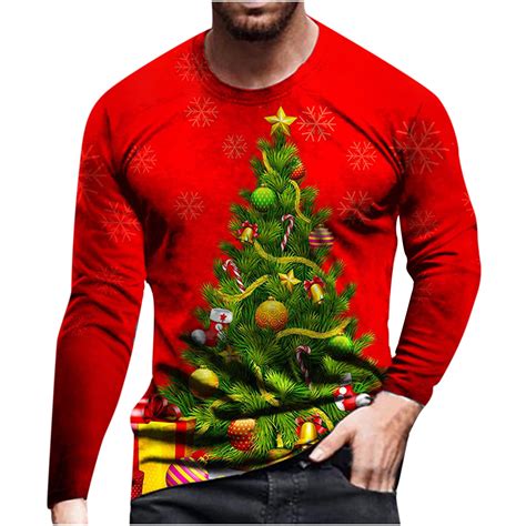 Big And Tall Christmas Tops For Men Santa Xmas Sweatshirts Party