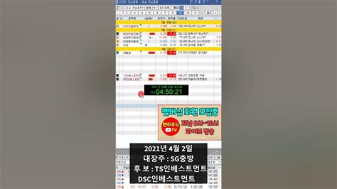 주식 대장주and 내일 관심종목sg충방 Ts인베스트먼트 Dsc인베스트먼트 Youtube