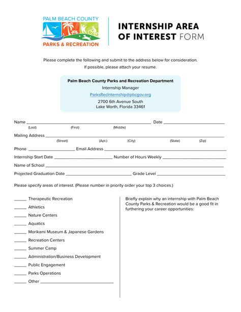 Palm Beach County Florida Internship Area Of Interest Form Fill Out Sign Online And Download