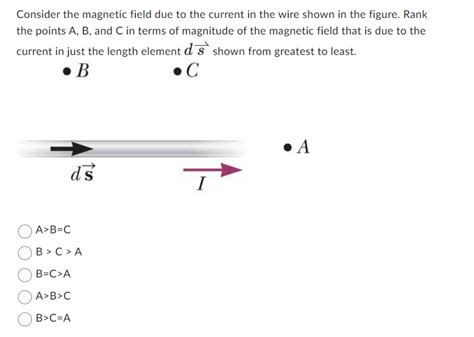 Solved Consider The Magnetic Field Due To The Current In The Wire