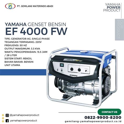 Spek Dan Keunggulan Dari Genset Yamaha EF 4000 FW