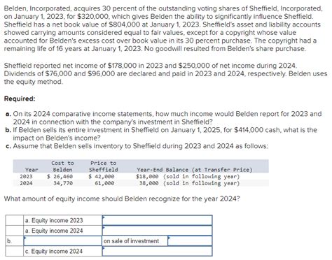 Solved Belden Incorporated Acquires 30 Percent Of The Chegg