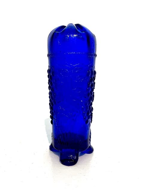 Vintage Glass Hat Pin Holder Cobalt Blue Bud Vase Grape Etsy