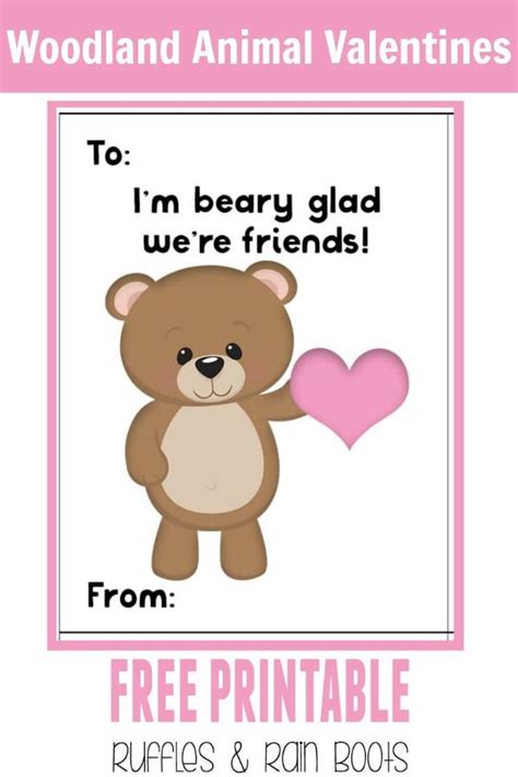 Get These Free Bear Valentines Day Cards For Kids Bear Valentines