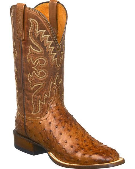 Lucchese Mens Harmon Full Quill Ostrich Exotic Boots Boot Barn