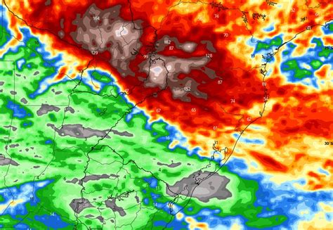 Frente fria deve trazer eventos severos chuvas de até 200 mm em SC